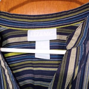 Liz & Me Striped Blouse - Blue, Green, Black